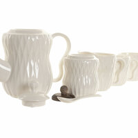 Set van koffiekopjes Home ESPRIT Wit Donkerbruin Bamboe Porselein 240 ml 6 Onderdelen 3