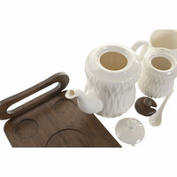 Set van koffiekopjes Home ESPRIT Wit Donkerbruin Bamboe Porselein 240 ml 6 Onderdelen 4
