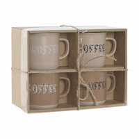 Set van 4 mokken Home ESPRIT Bruin Keramiek 285 ml 9 x 7 x 8 cm 4