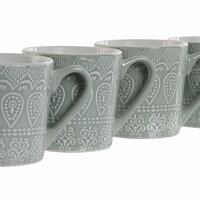 Set van 4 mokken Home ESPRIT Groen Keramiek 360 ml 9,5 x 13 x 9,2 cm Mandala 2
