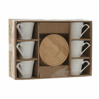Set van 6 kopjes met schotel Home ESPRIT Wit Bamboe Porselein 90 ml 4