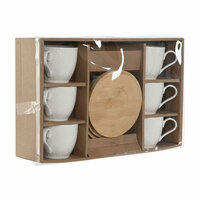 Set van 6 kopjes met schotel Home ESPRIT Wit Natuurlijk Bamboe Porselein 220 ml 4