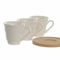 Set van 6 kopjes met schotel Home ESPRIT Wit Bamboe Porselein 90 ml 2