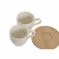 Set van 6 kopjes met schotel Home ESPRIT Wit Bamboe Porselein 90 ml 3