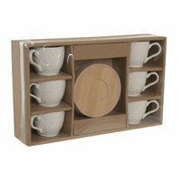 Set van 6 kopjes met schotel Home ESPRIT Wit Bamboe Porselein 90 ml 4