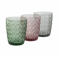 Glazenset DKD Home Decor Groen Grijs Roze Kristal Met reli&euml;f 240 ml (6 Stuks) 2