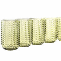 Glazenset Home ESPRIT Groen Kristal Met reli&euml;f 420 ml (6 Stuks) 2