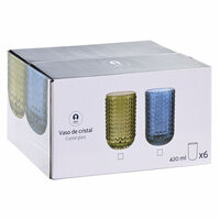 Glazenset Home ESPRIT Groen Kristal Met reli&euml;f 420 ml (6 Stuks) 4