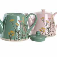 Theepot DKD Home Decor Roze Groen Keramiek (2 Stuks) 3