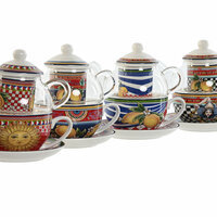 Theepot Home ESPRIT Geel Rood Kristal Porselein 1 L (4 Stuks) 2