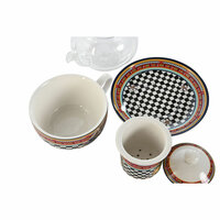 Theepot Home ESPRIT Geel Rood Kristal Porselein 1 L (4 Stuks) 4