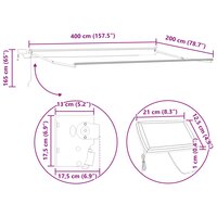 Elektrisch uitschuifbaar zonnescherm frame Wit 4 x 2 m 9