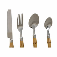 Bestek Home ESPRIT Zilverkleurig Natuurlijk Roestvrij staal ABS 3 x 2 x 16 cm 24 Onderdelen 3