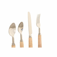 Bestek Home ESPRIT Zilverkleurig Natuurlijk Roestvrij staal Rotan 4,5 X 2 X 21 CM 16 Onderdelen 3