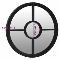 Spiegel rond 60x4 cm ijzer zwart 6