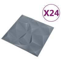 Wandpanelen 24 pcs Diamant Grijs 50 x 50 cm XPS Schuim 3