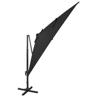Zweefparasol met paal en LED-verlichting 300 cm zwart 2