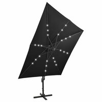 Zweefparasol met paal en LED-verlichting 300 cm zwart 5