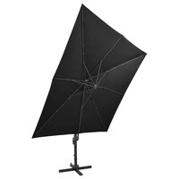 Zweefparasol met paal en LED-verlichting 300 cm zwart 6