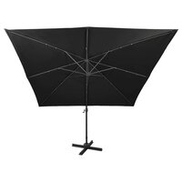 Zweefparasol met paal en LED-verlichting 300 cm zwart 7