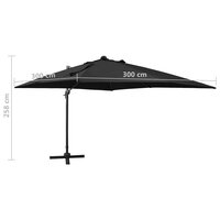 Zweefparasol met paal en LED-verlichting 300 cm zwart 11