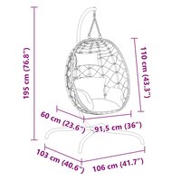 Egg hangstoel met Kussen Taupe Poly Rattan &amp; Staal 6