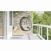 Egg hangstoel Taupe 91,5 x 54,5 x 107 cm poly rattan 4