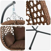 Egg hangstoel Koffiebruin 104 x 100 x 191 cm poly rattan 8