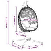 Egg hangstoel Antraciet en grijs 104 x 100 x 191 cm 9