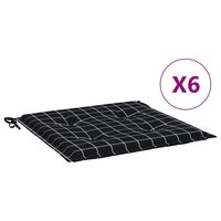 Tuinstoelkussens 6 st ruitpatroon 50x50x4 cm stof zwart 2