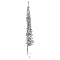 Kunstkerstboom half met standaard smal 150 cm zilverkleurig 2