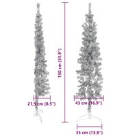 Kunstkerstboom half met standaard smal 150 cm zilverkleurig 8
