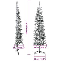 Kunstkerstboom half met sneeuw smal 150 cm 9