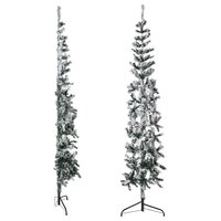 Kunstkerstboom half met sneeuw smal 210 cm 4