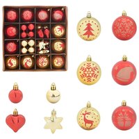 Kerstbal Set 40 pcs Goud en Rood Kunststof 2