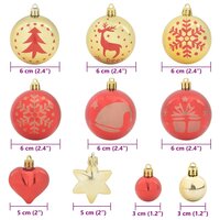 Kerstbal Set 40 pcs Goud en Rood Kunststof 7
