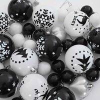 Kerstbal Set 40 pcs Zwart en Wit Kunststof 6