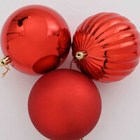 Kerstbal Set XXL 3 pcs Rood Kunststof 4