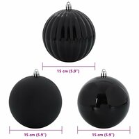 Kerstbal Set XL 9 pcs Zwart Kunststof 5