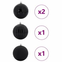 Kerstbalset XXL 4 pcs Zwart Kunststof 3