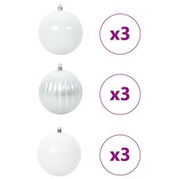 Kerstbal Set XL 9 pcs Wit Kunststof 3