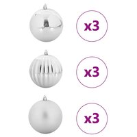 Kerstbal set XL 9 pcs Zilver Kunststof 3