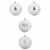 Kerstbal Set XXL 4 pcs Zilver Kunststof 2