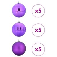 Kerstbal Set XL 15 pcs Lila Kunststof 3