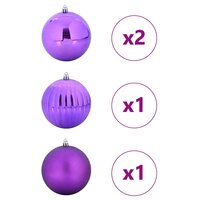 Kerstbal Set XXL 4 pcs Lila Kunststof 3