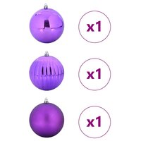 Kerstbal Set XXL 3 pcs Lila Kunststof 3