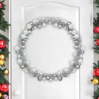 Kerstbal Guirlande Wit en Zilver 186 cm Polystyreen 3