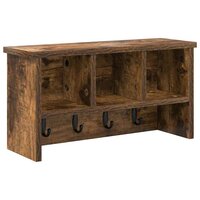 Wandgemonteerde kapstok met plank Gerookt eiken 50 x 16 x 26 cm 2