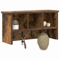 Wandgemonteerde kapstok met plank Gerookt eiken 50 x 16 x 26 cm 3