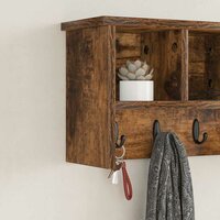 Wandgemonteerde kapstok met plank Gerookt eiken 50 x 16 x 26 cm 4